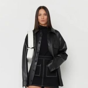 Oak+fort oversized vegan leather shacket